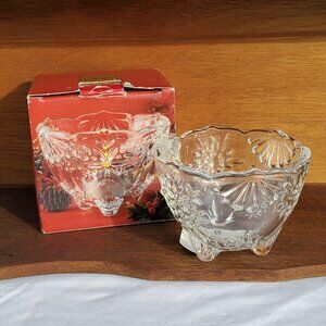 Mikasa Snowflake Votive Candle Holder holiday tealight glass bowl 3” Germany